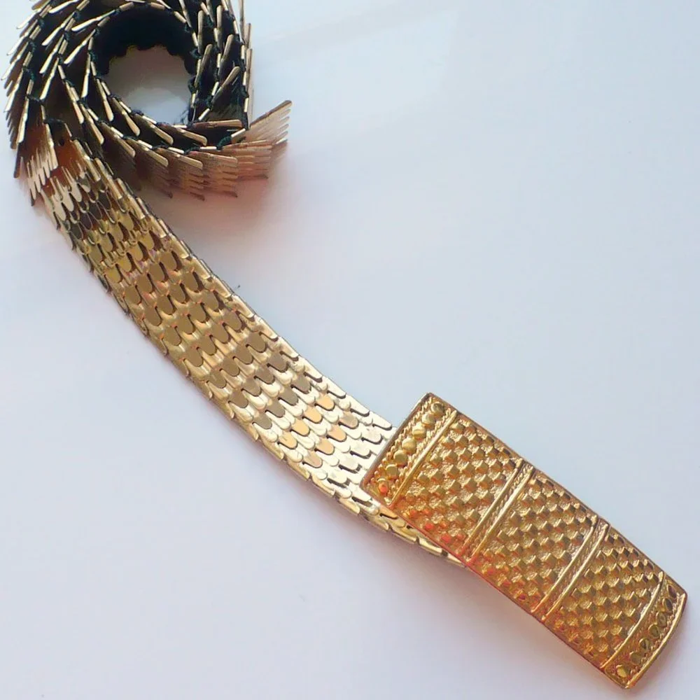 ❤️  Vintage Gold Stretch Elastic Fish Scale Belt - Picture 2 of 7
